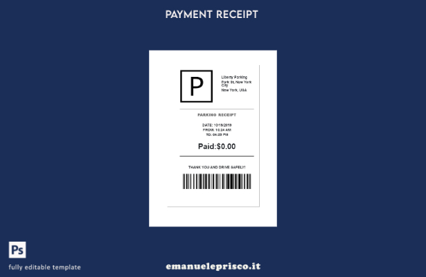 modello di ricevuta di parcheggio Liberty in stile verificato